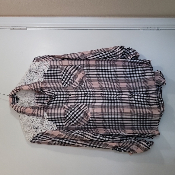 Hannah Women's Plaid Lace Blouse Size Large - Picture 1 of 8